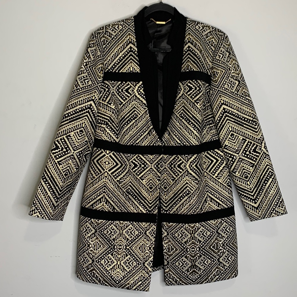 Black label Chicos black gold metallic jacquard topper 1 M